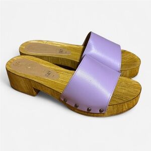 🆕 Anthropologie x Seychelles Marine Layer Wooden Clog Sandals Lavender 7.5